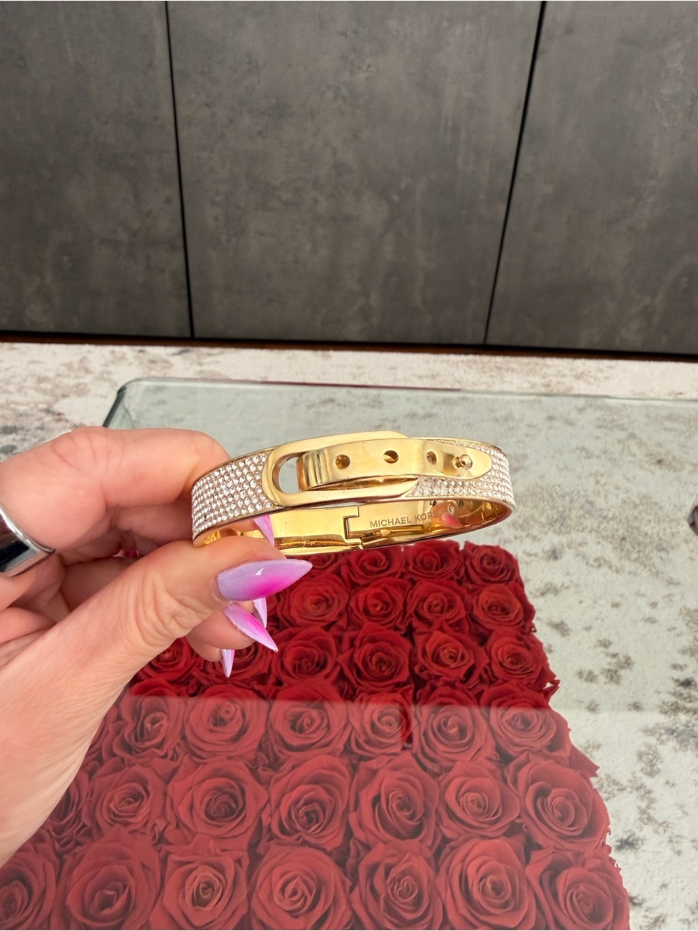 Michael Kors Gold Pavé Crystal Buckle Bangle